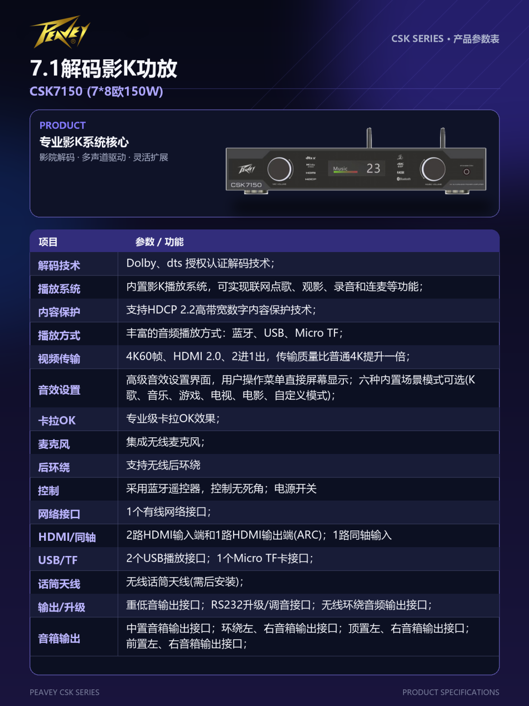 新品发布|Peavey百威CSK影K功放,重构家庭影音娱乐体验